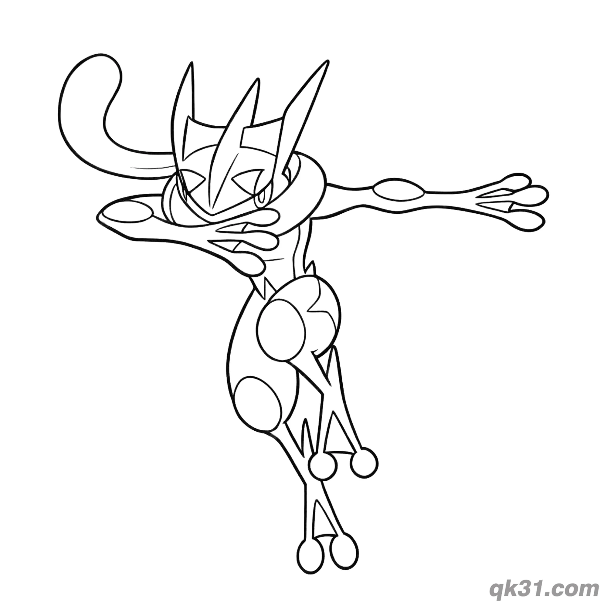 免费 甲贺忍蛙俯冲简笔画涂色页 简笔画涂色页