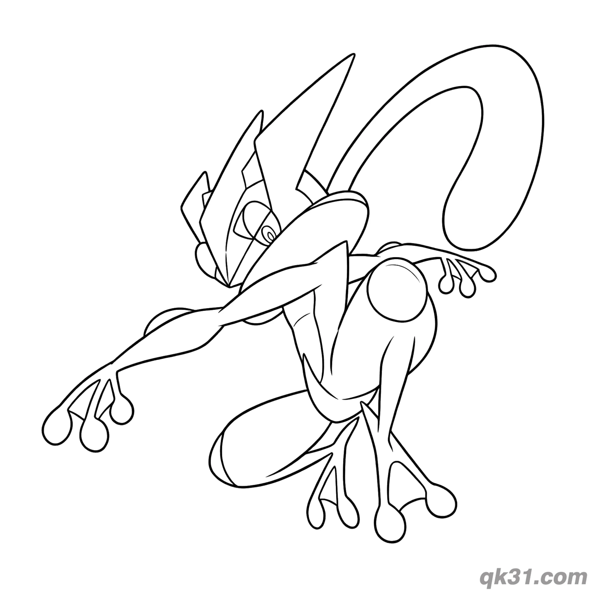 免费 甲贺忍蛙优美姿态简笔画涂色页 简笔画涂色页