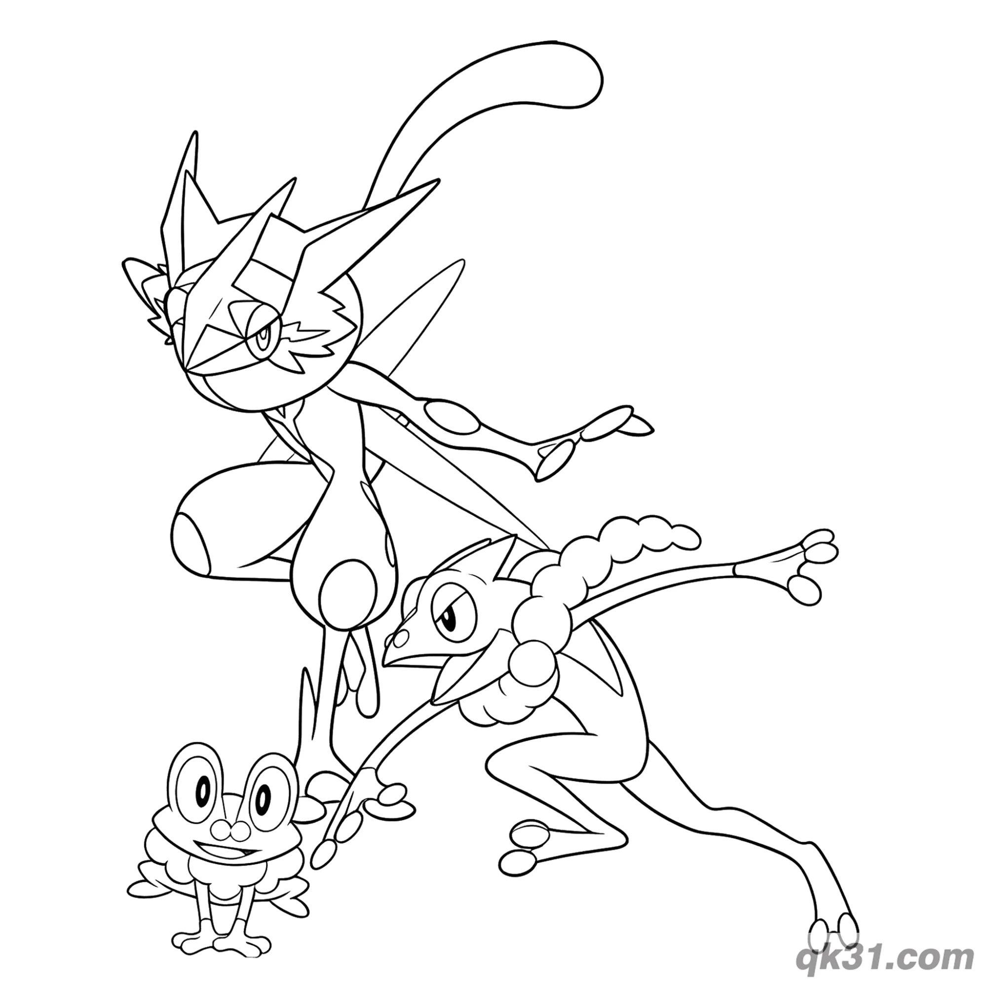 免费 甲贺忍蛙家族简笔画涂色页 简笔画涂色页