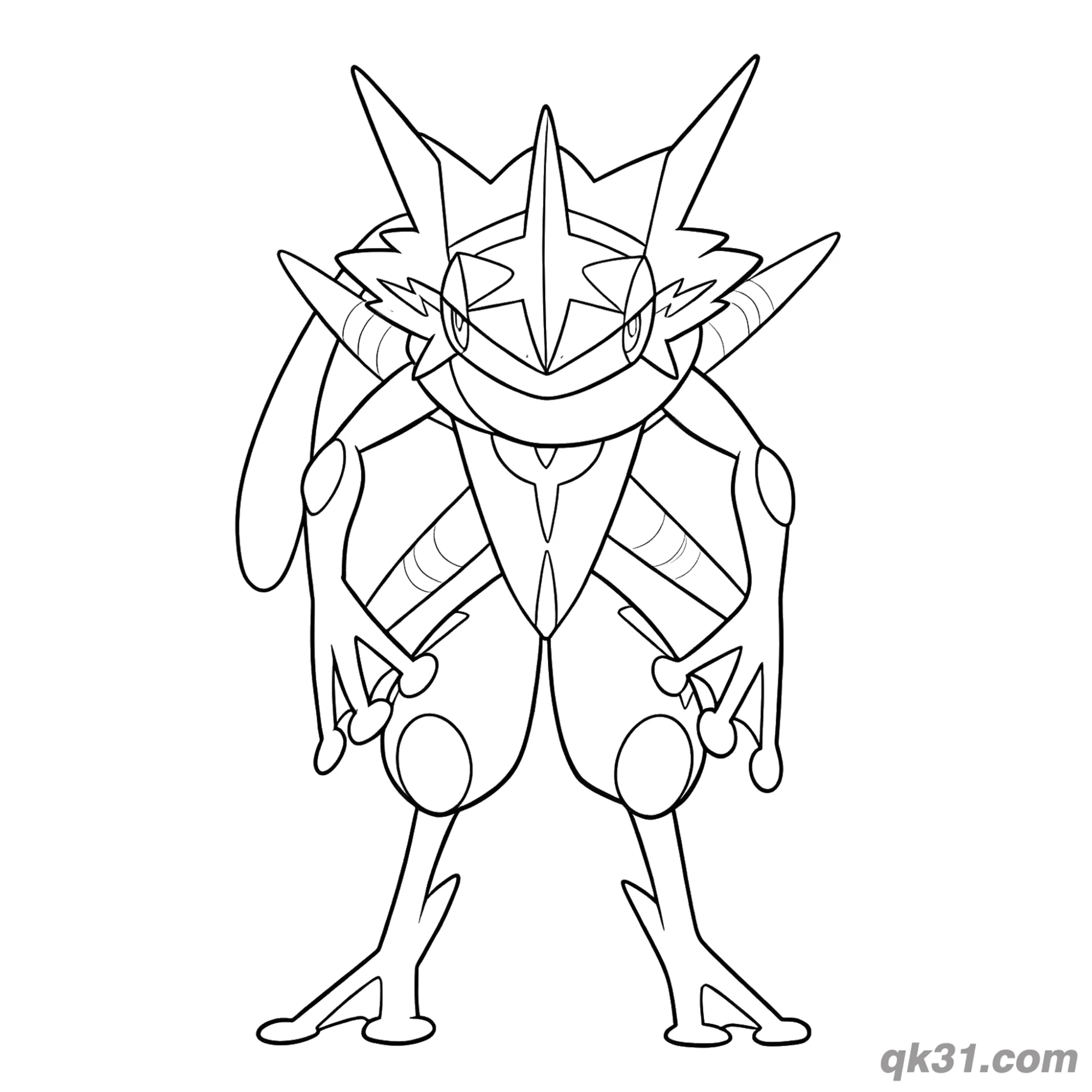 免费 甲贺忍蛙冷峻站姿简笔画涂色页 简笔画涂色页