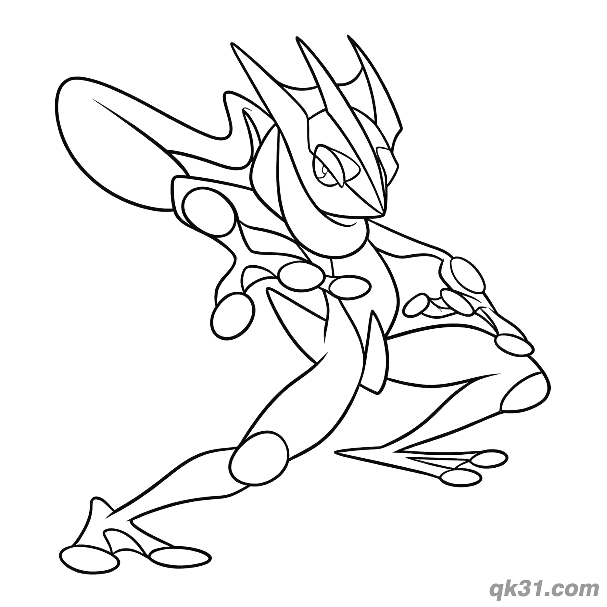 免费 甲贺忍蛙标准蹲姿简笔画涂色页 简笔画涂色页
