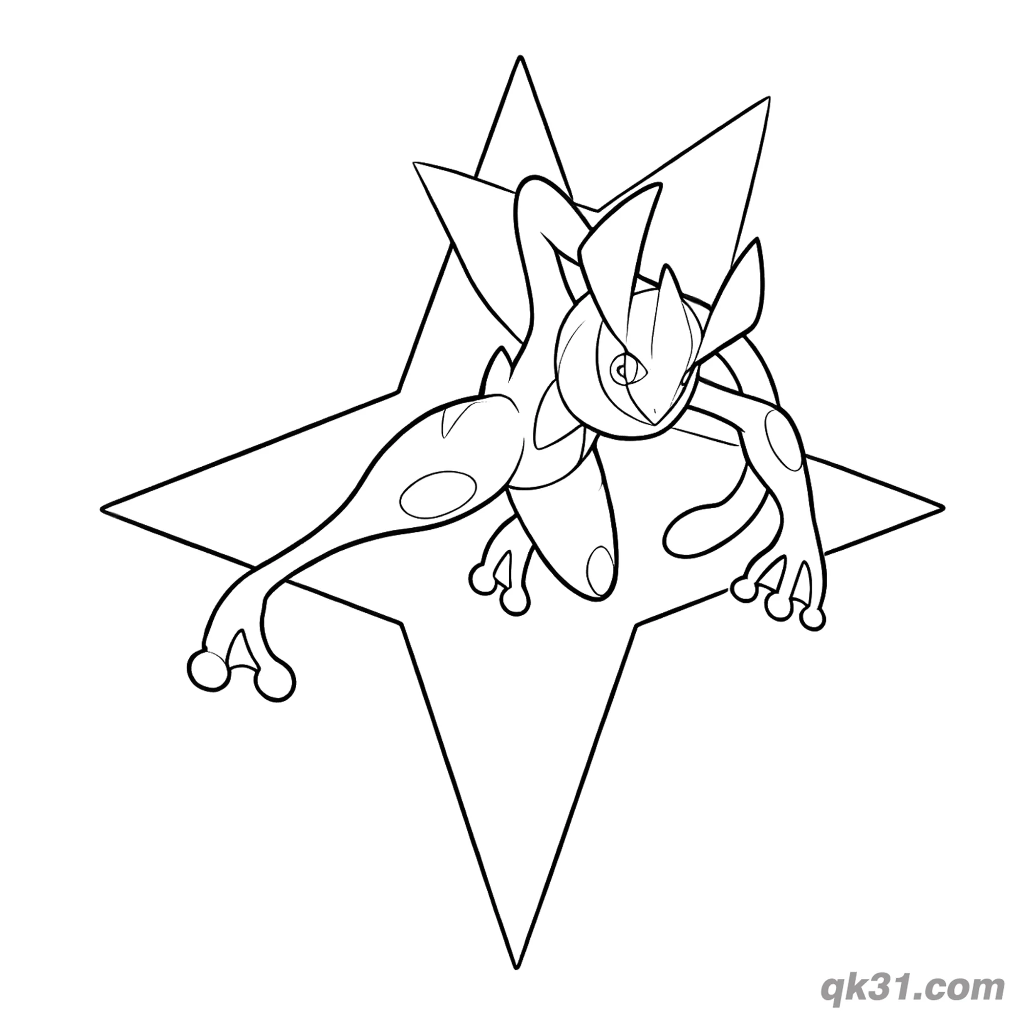 免费 甲贺忍蛙星星元素简笔画涂色页 简笔画涂色页