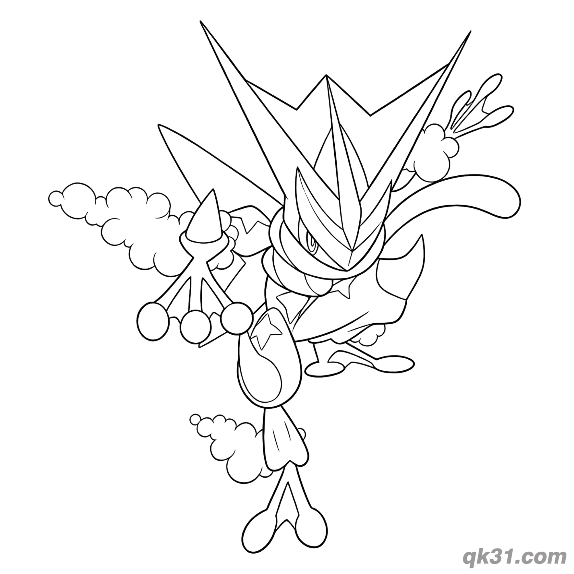免费 甲贺忍蛙重击简笔画涂色页 简笔画涂色页