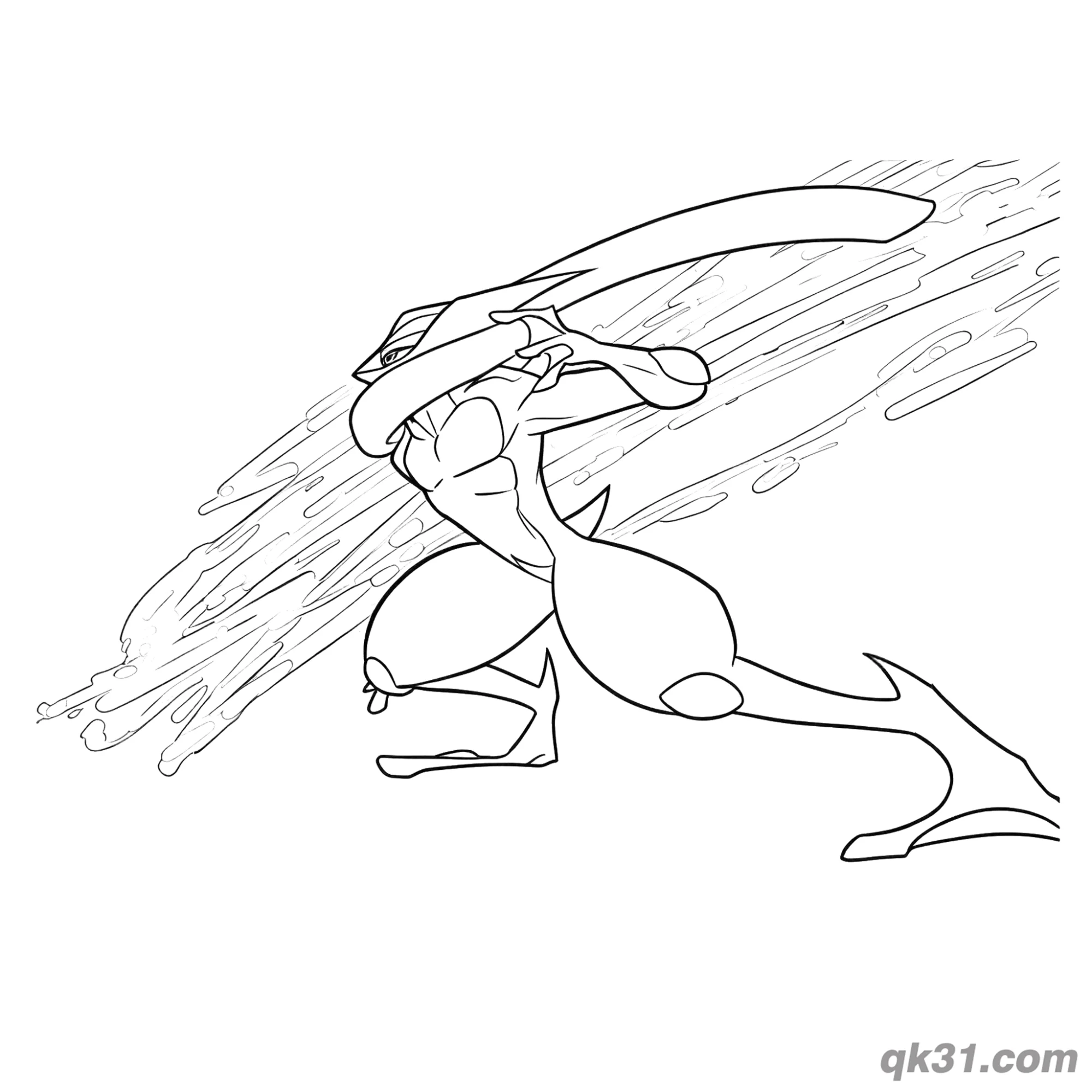 免费 甲贺忍蛙雨中蹲守简笔画涂色页 简笔画涂色页