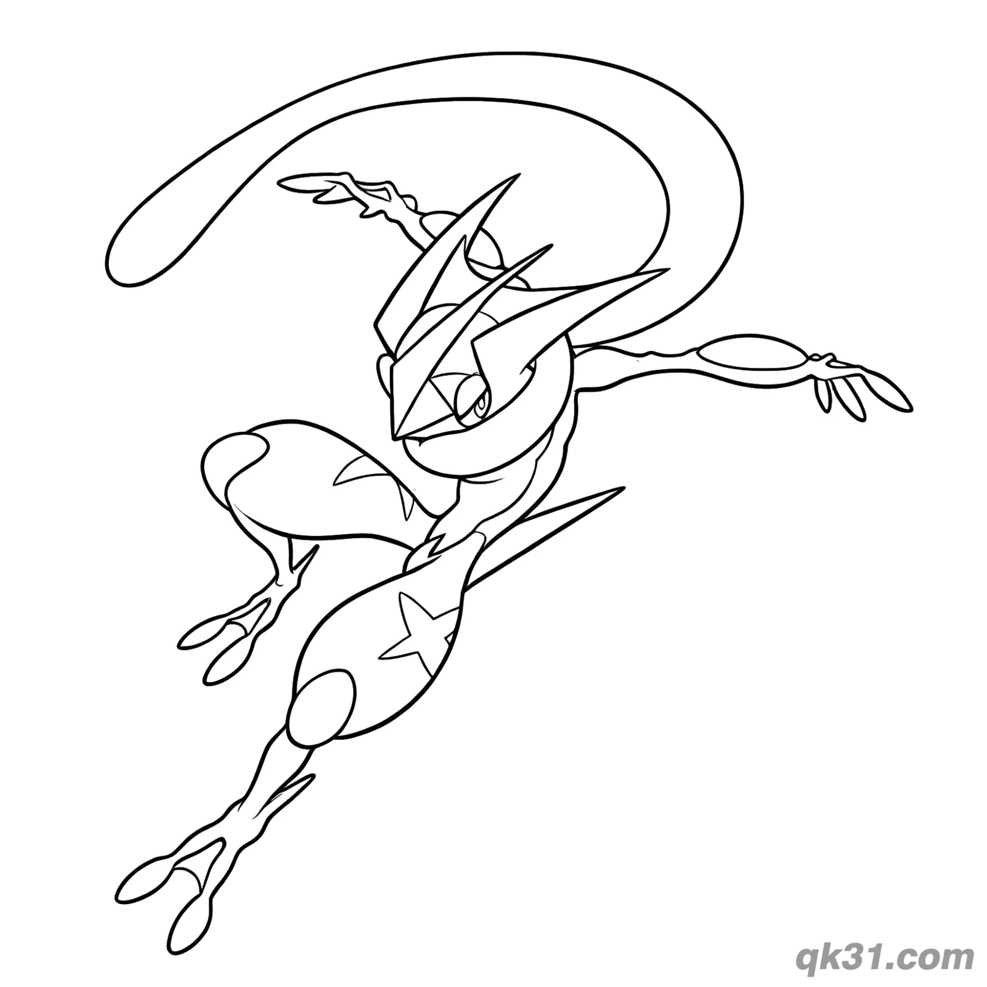 免费 甲贺忍蛙轻巧腾空简笔画涂色页 简笔画涂色页