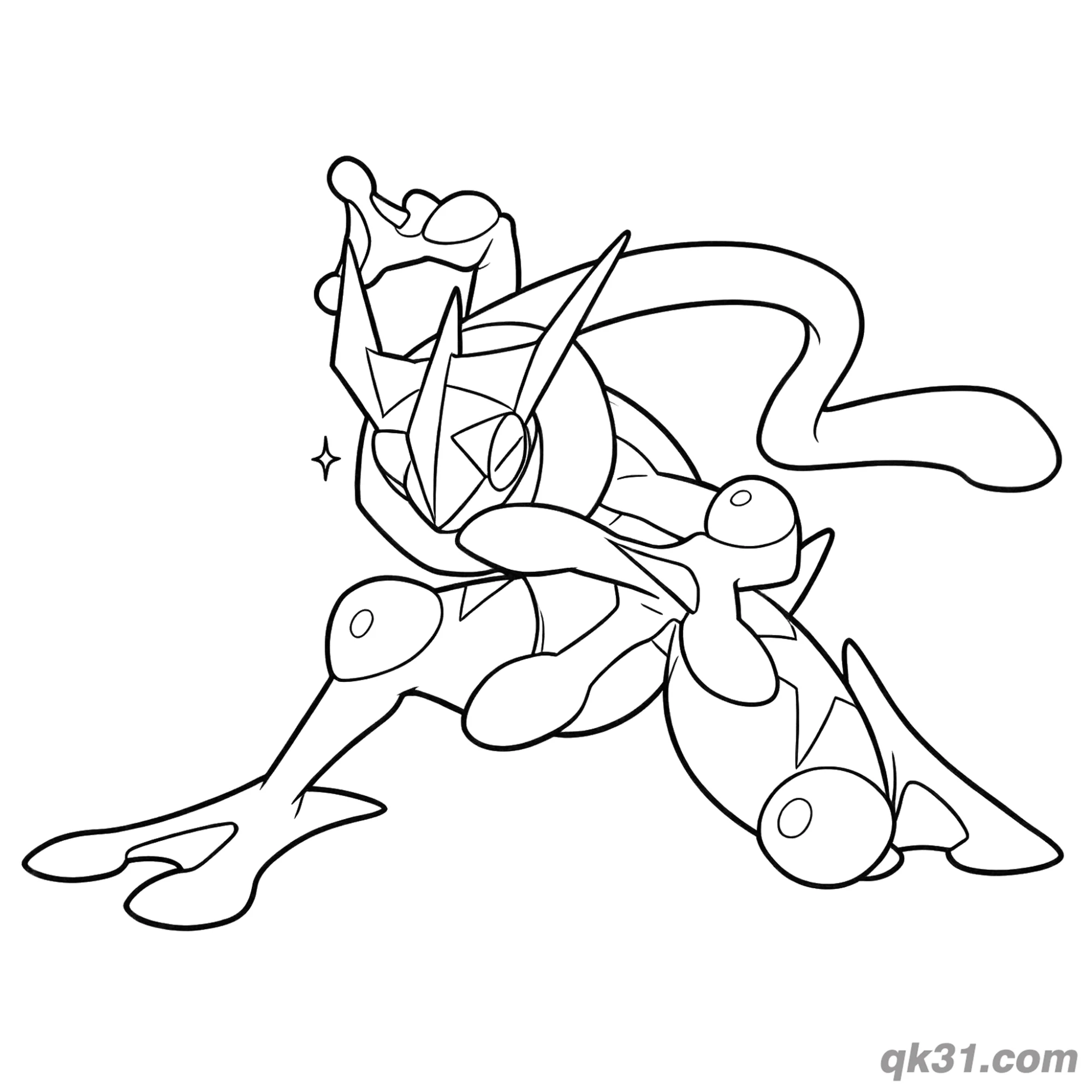 免费 甲贺忍蛙闪光简笔画涂色页 简笔画涂色页