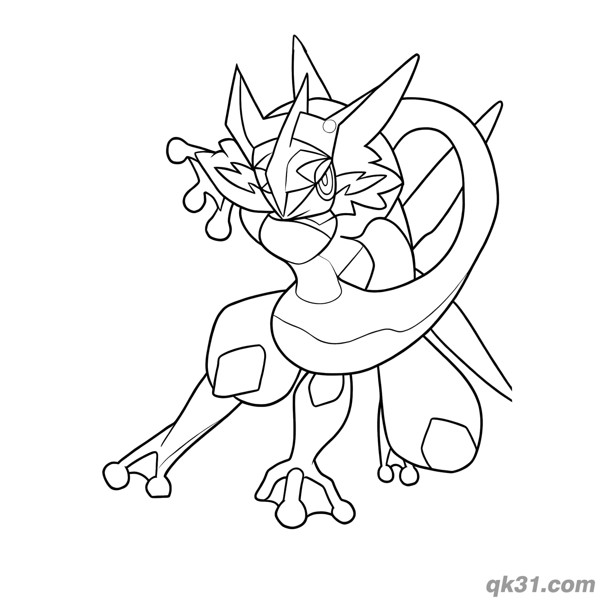 免费 甲贺忍蛙预备冲刺蹲姿简笔画涂色页 简笔画涂色页