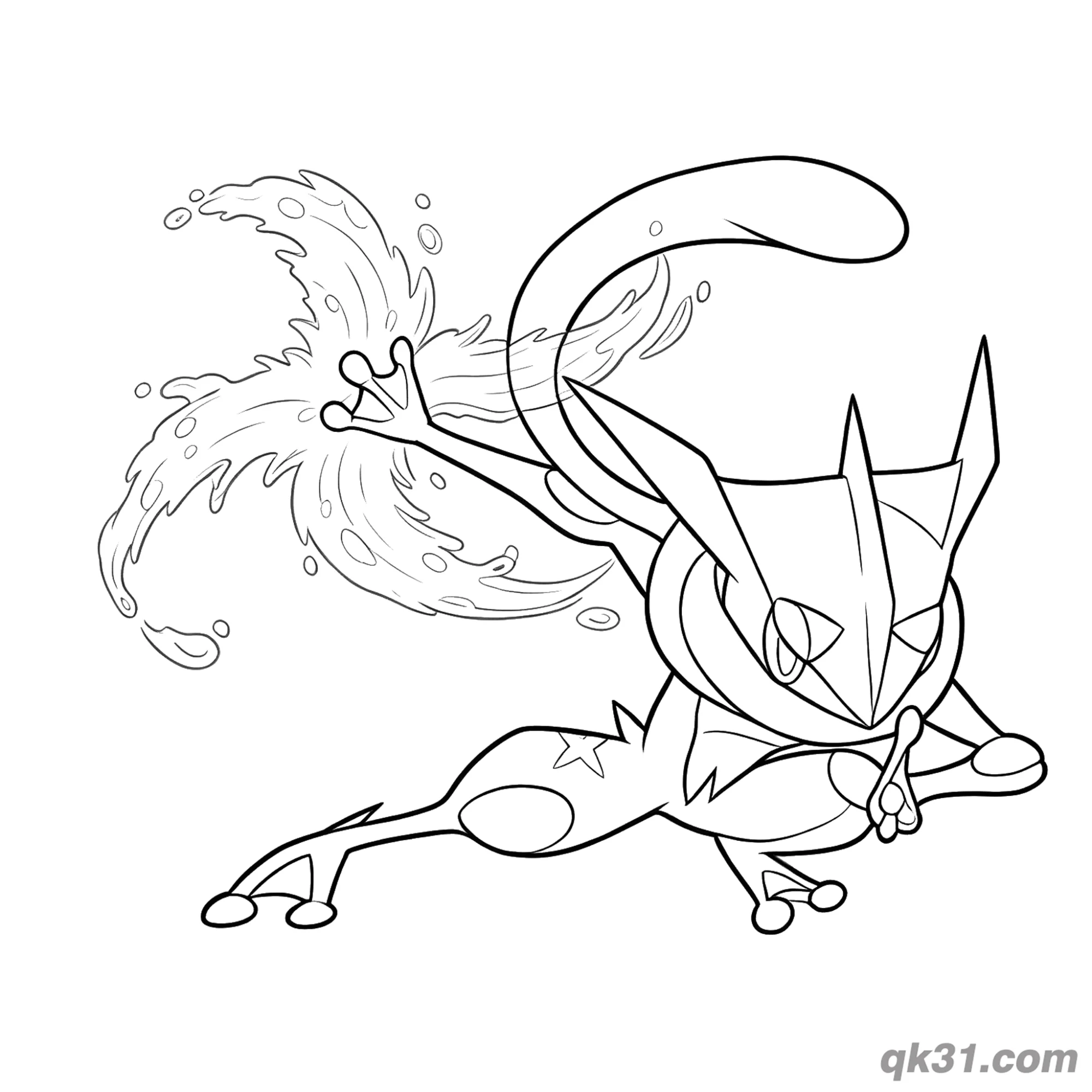 免费 甲贺忍蛙广阔水流切割简笔画涂色页 简笔画涂色页