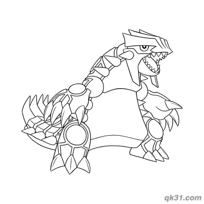 原始固拉多侧面咆哮姿态简笔画涂色页 – 免费可打印简笔画涂色画
