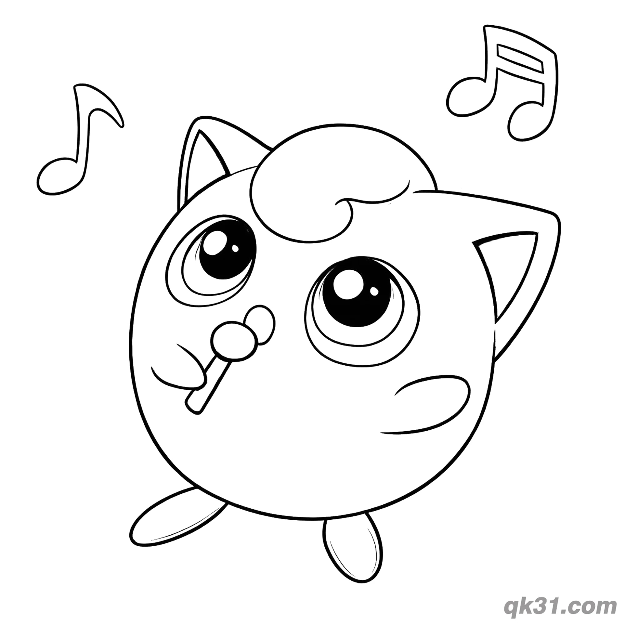 免费 音符胖丁宝可梦简笔画涂色页 简笔画涂色页