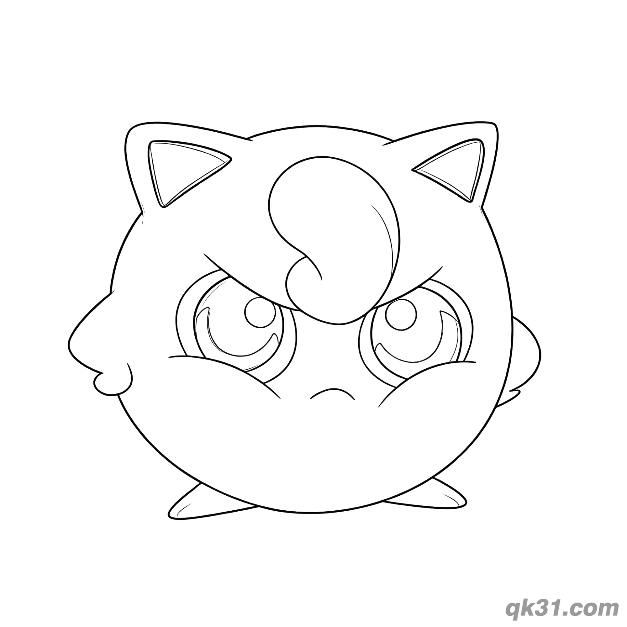 免费 严肃表情可打印胖丁简笔画涂色页 简笔画涂色页