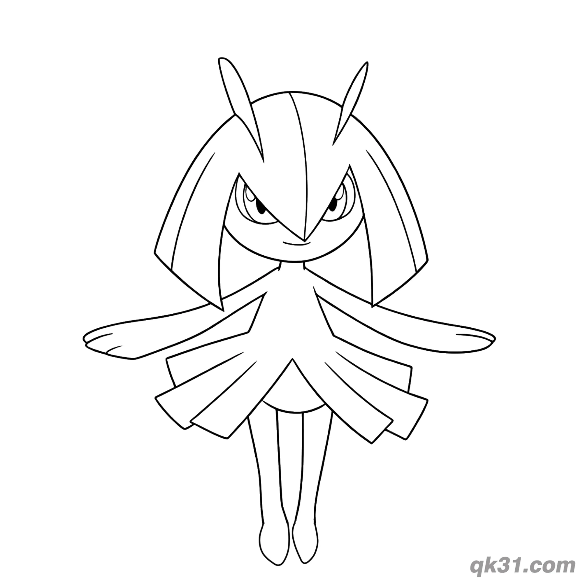 免费 奇鲁莉安严肃正面简笔画涂色页 简笔画涂色页