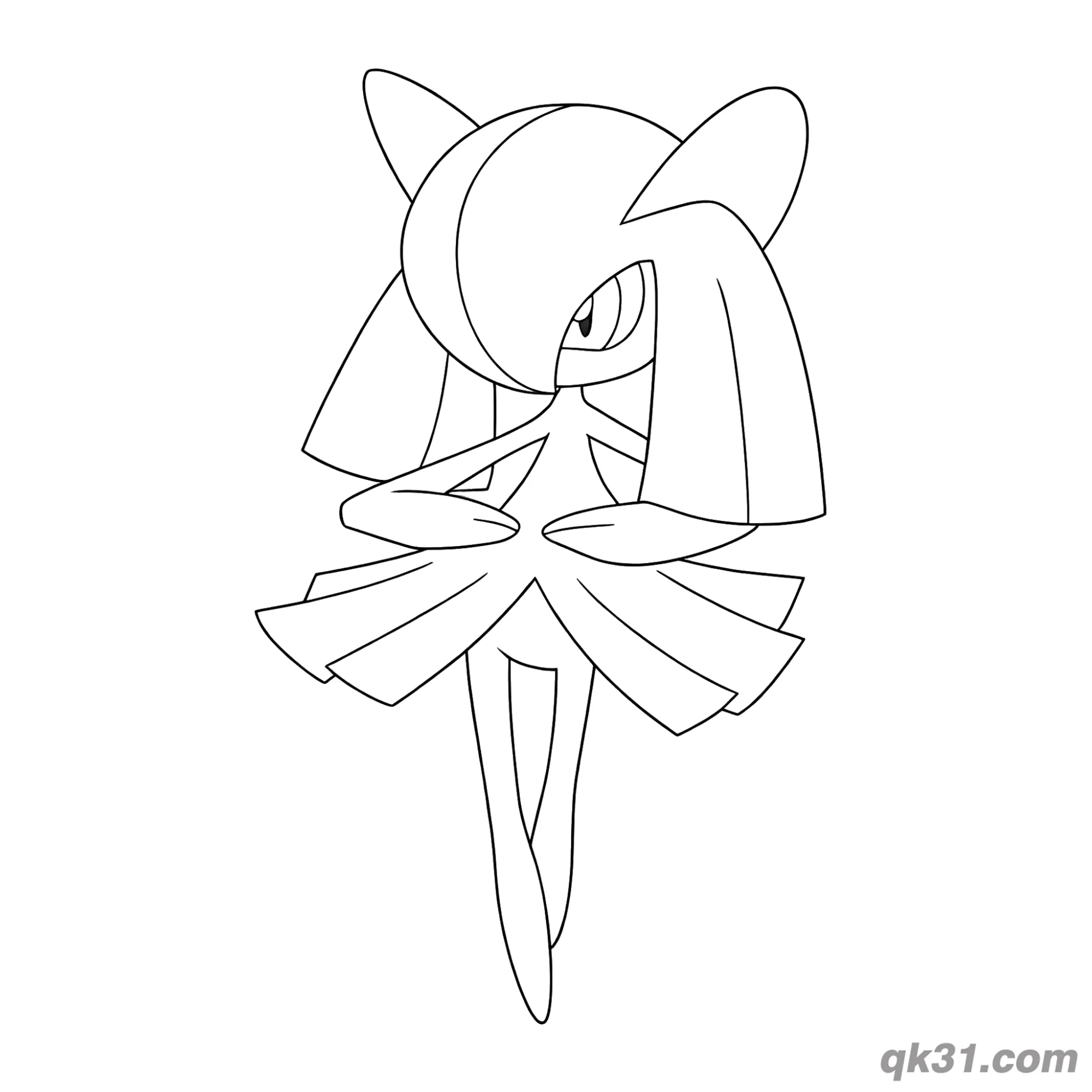 免费 奇鲁莉安害羞优雅姿势简笔画涂色页 简笔画涂色页