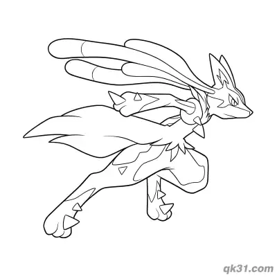 超级路卡利欧极速飞行简笔画涂色页 – 免费可打印简笔画涂色画