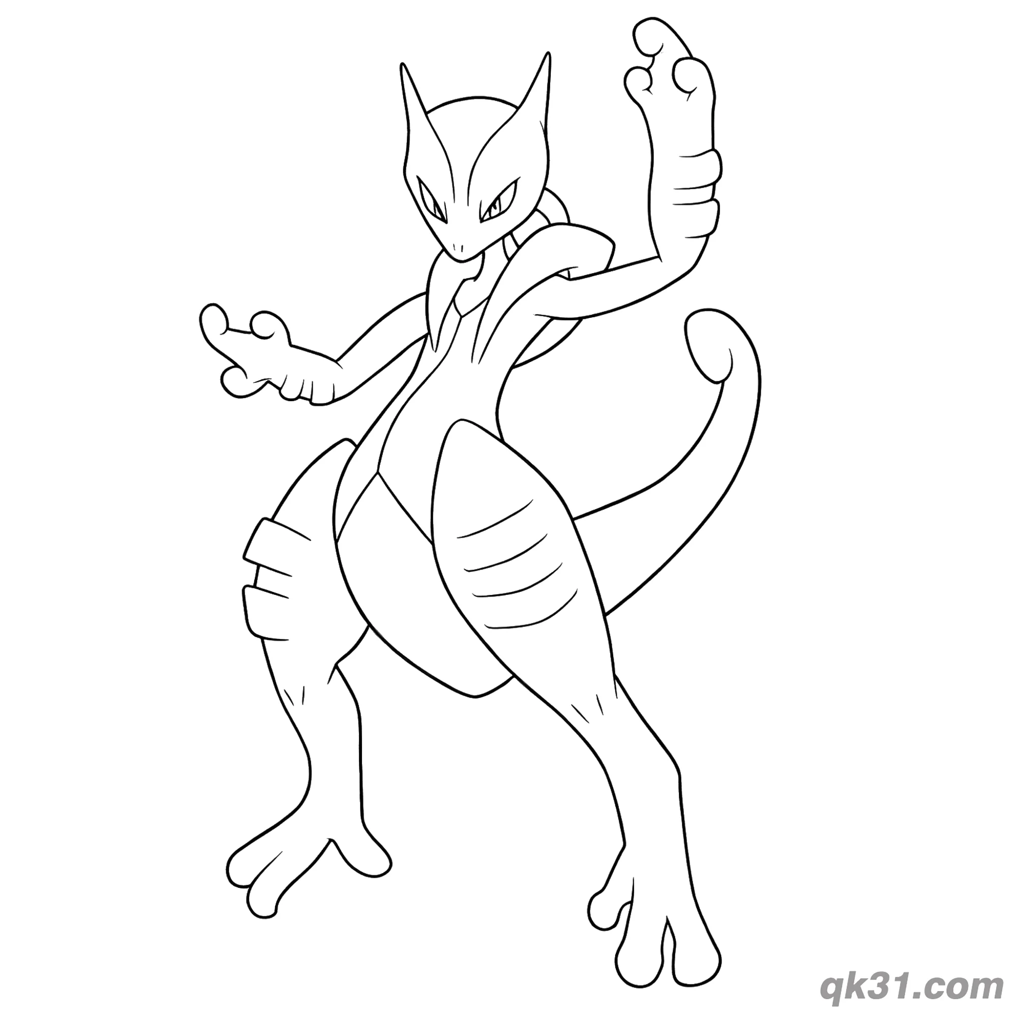 免费 超梦X超级进化站姿简笔画涂色页 简笔画涂色页