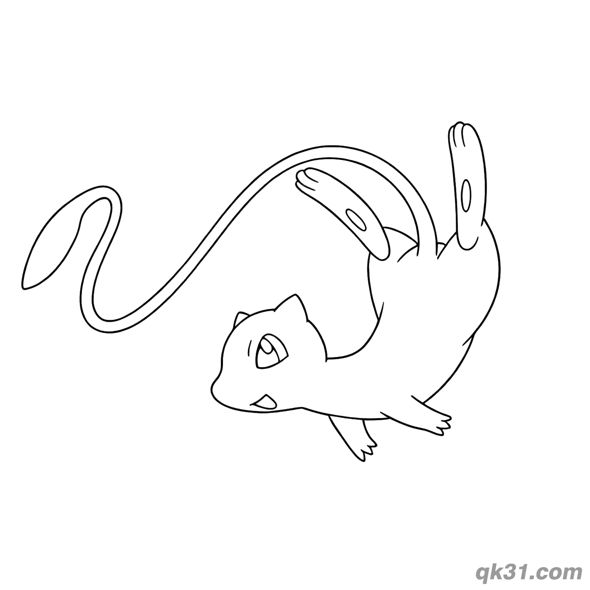 免费 翻滚梦幻宝可梦简笔画涂色页 简笔画涂色页