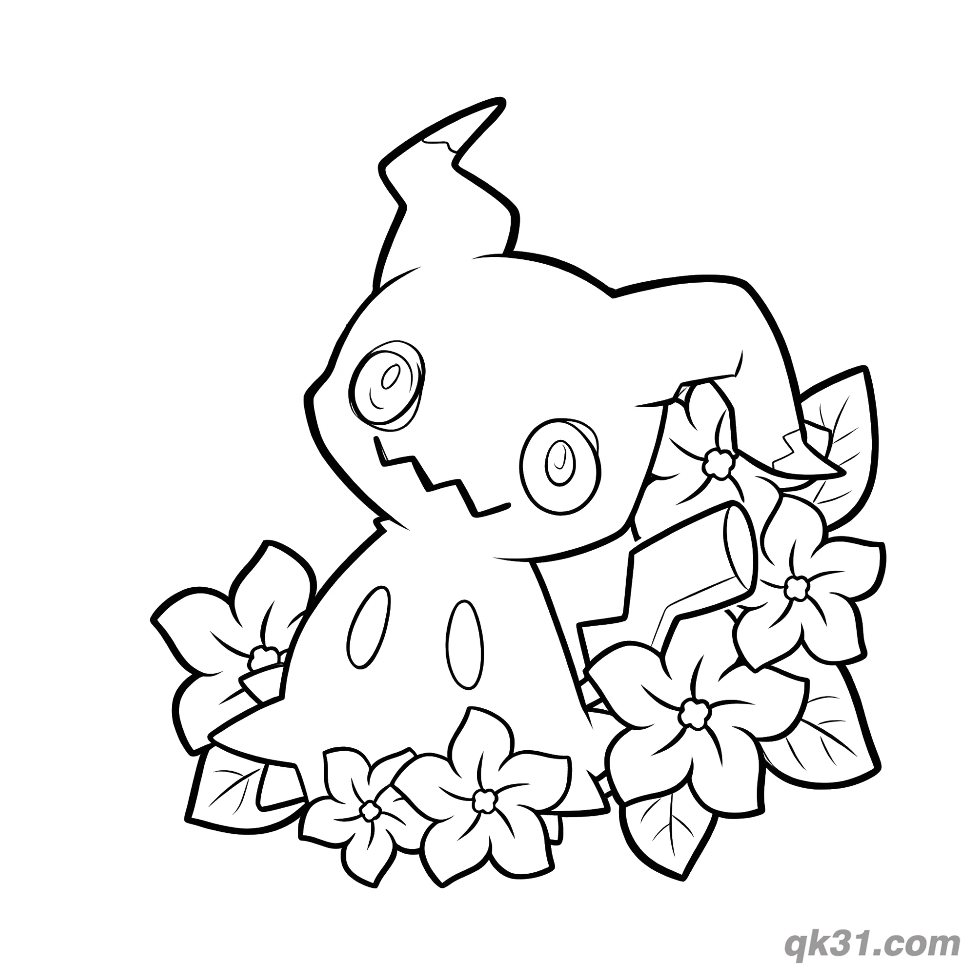 免费 花卉谜拟丘宝可梦简笔画涂色页艺术版 简笔画涂色页