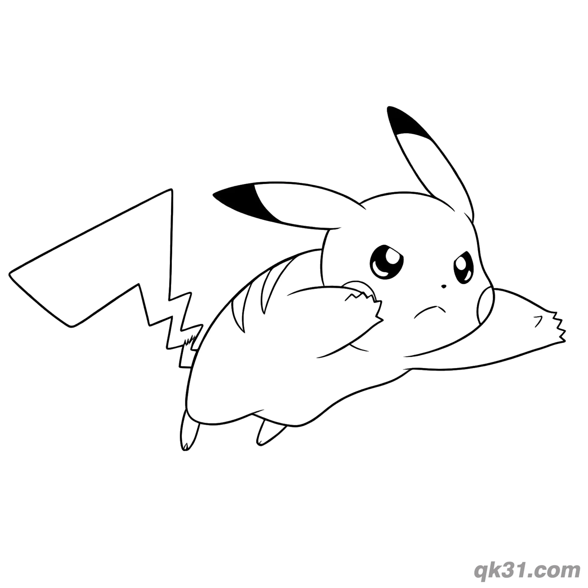 免费 皮卡丘对战动作宝可梦简笔画涂色页 简笔画涂色页