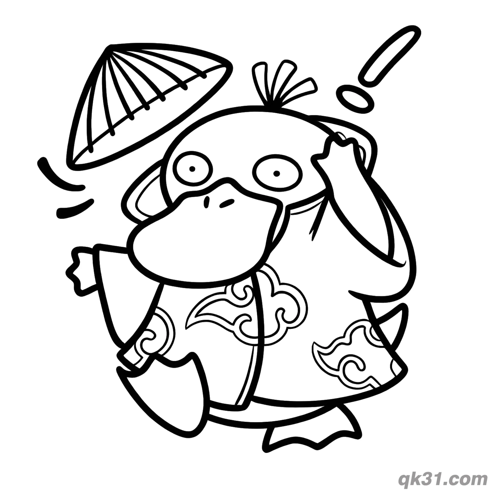 免费 可达鸭晓组织锥帽掉落简笔画涂色页 简笔画涂色页
