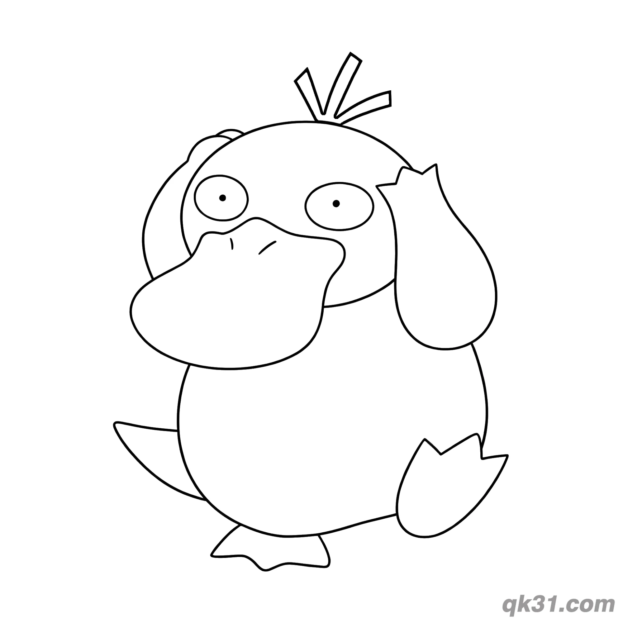免费 可达鸭头痛捂头简笔画涂色页 简笔画涂色页