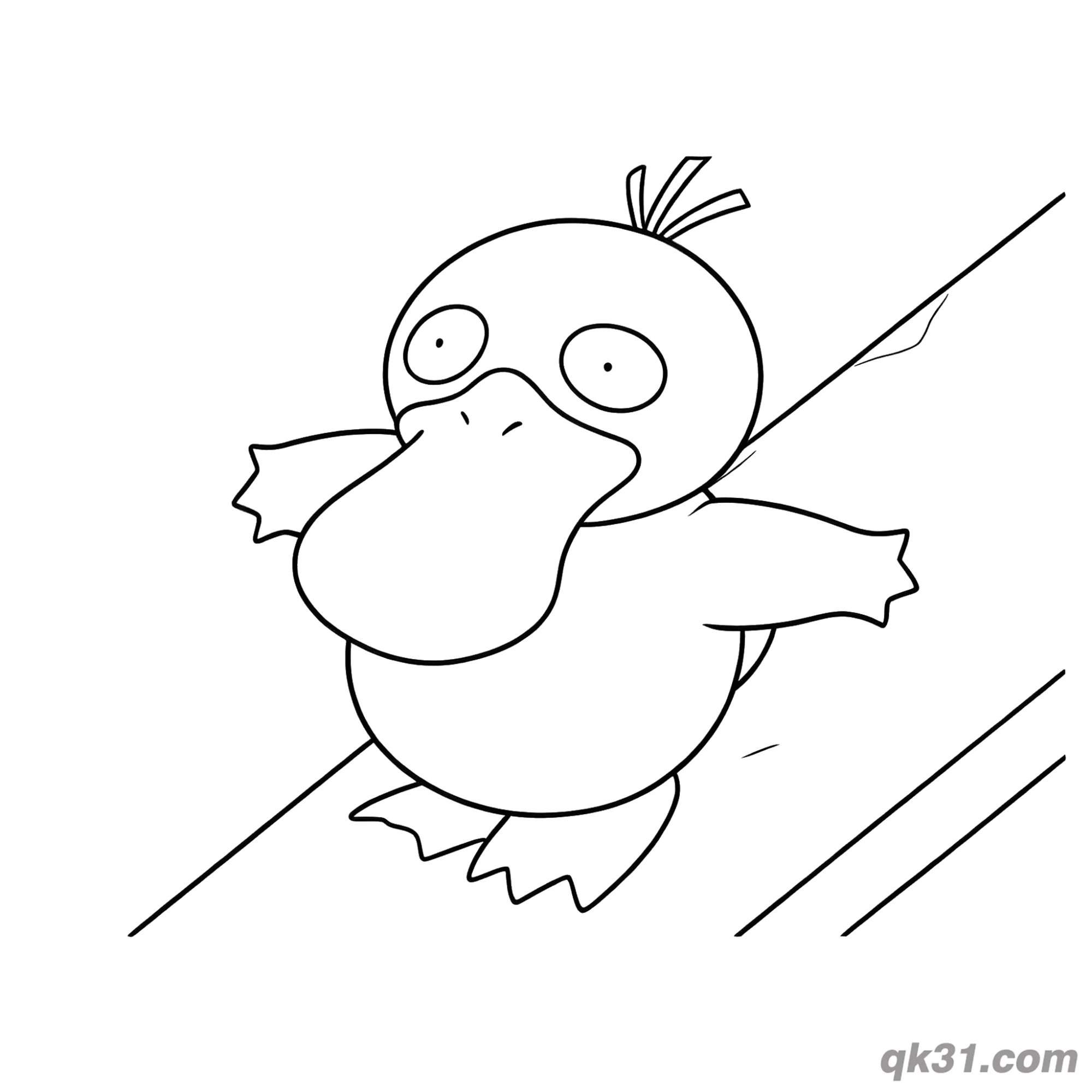 免费 可达鸭滑行简笔画涂色页 简笔画涂色页