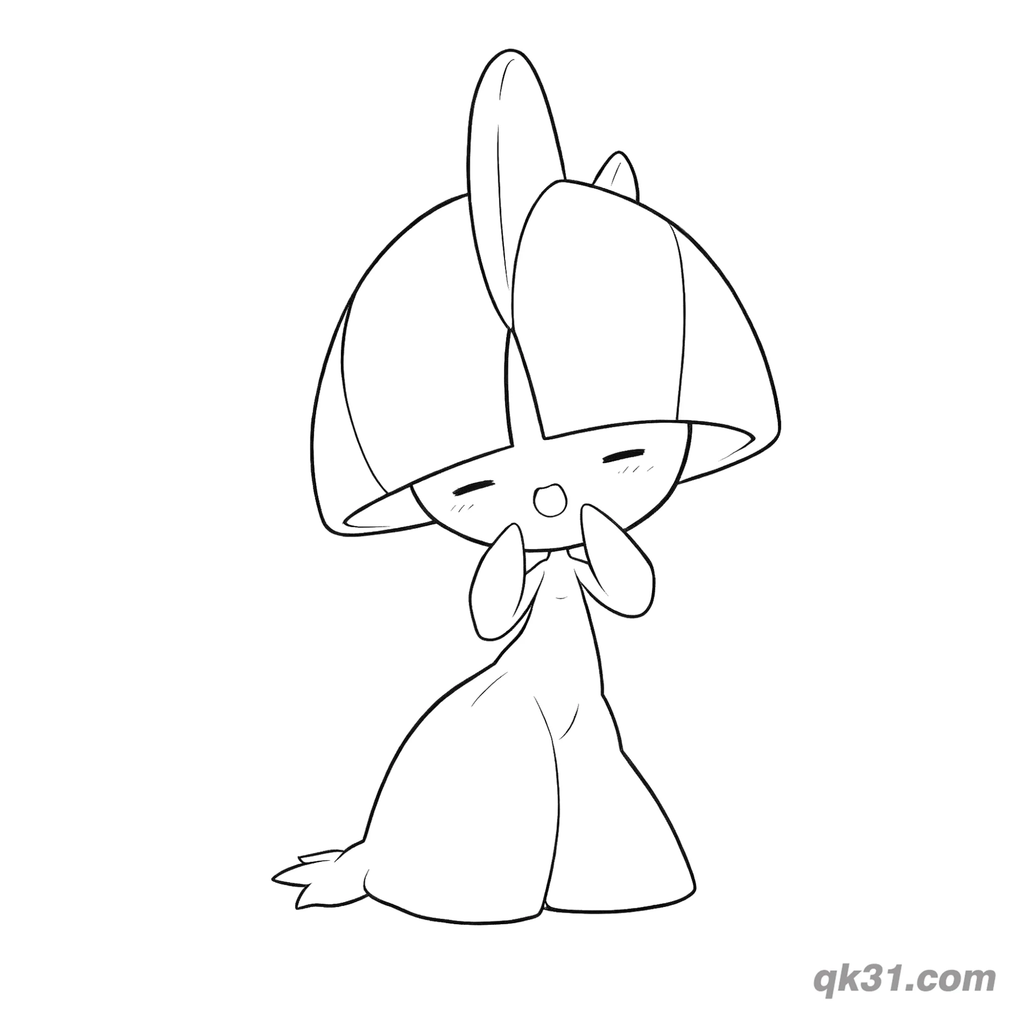 免费 双手托腮脸红的拉鲁拉丝简笔画涂色页 简笔画涂色页
