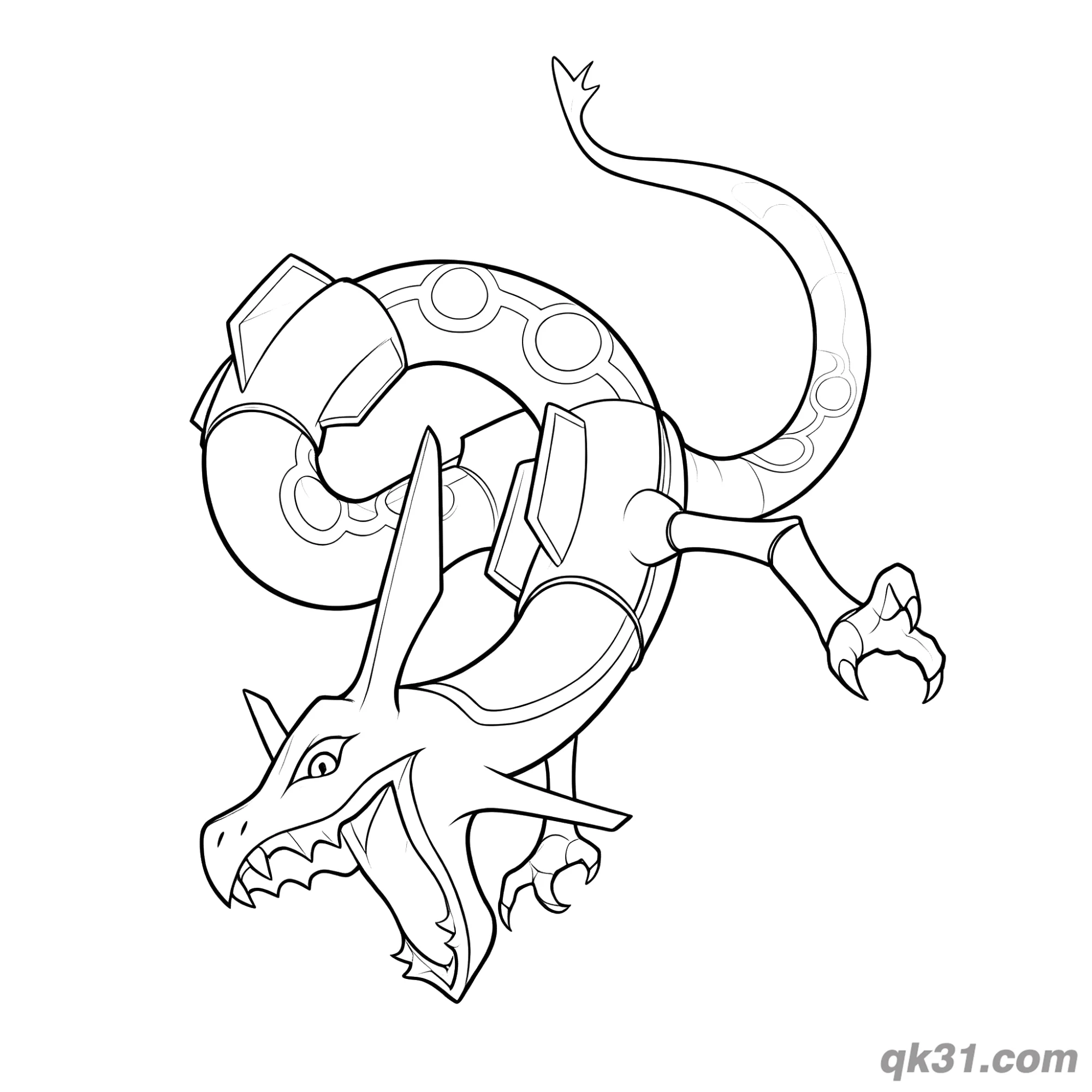 免费 烈空坐盘绕成环正面简笔画涂色页 简笔画涂色页