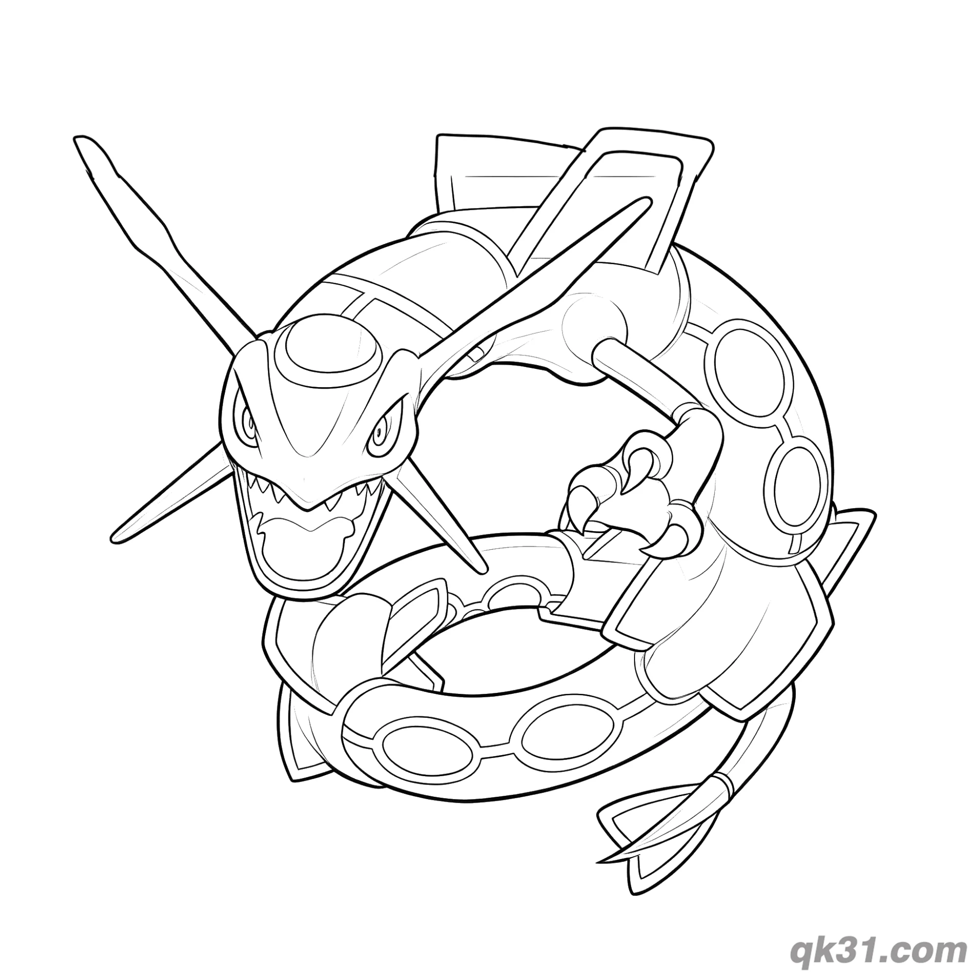 免费 烈空坐紧密环形盘绕简笔画涂色页 简笔画涂色页