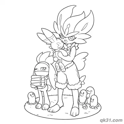 闪焰王牌吃东西简笔画涂色页 – 免费可打印简笔画涂色画