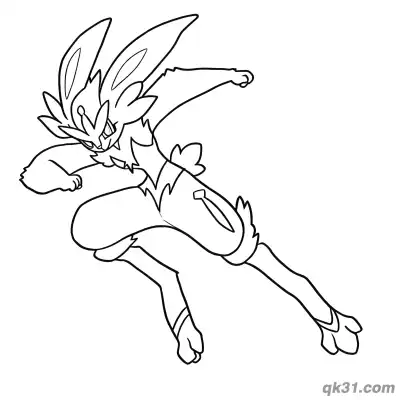 闪焰王牌跳跃飞踢动作简笔画涂色页 – 免费可打印简笔画涂色画