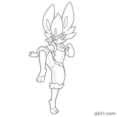 闪焰王牌踢击姿态备战简笔画涂色页 – 免费可打印简笔画涂色画