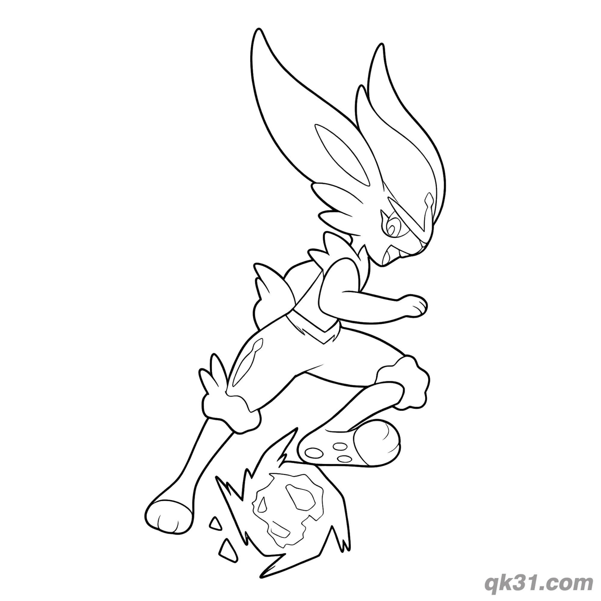 免费 闪焰王牌踢石子简笔画涂色页 简笔画涂色页