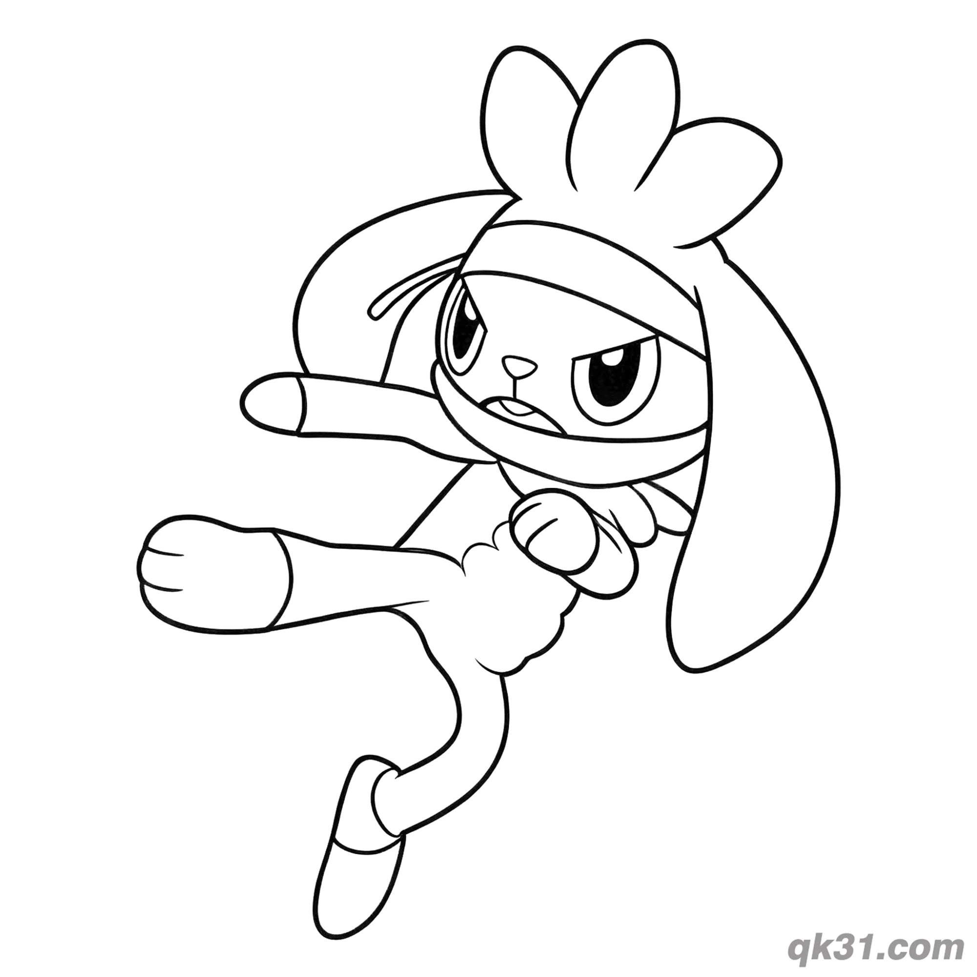 免费 腾蹴小将踢腿动作简笔画涂色页 简笔画涂色页