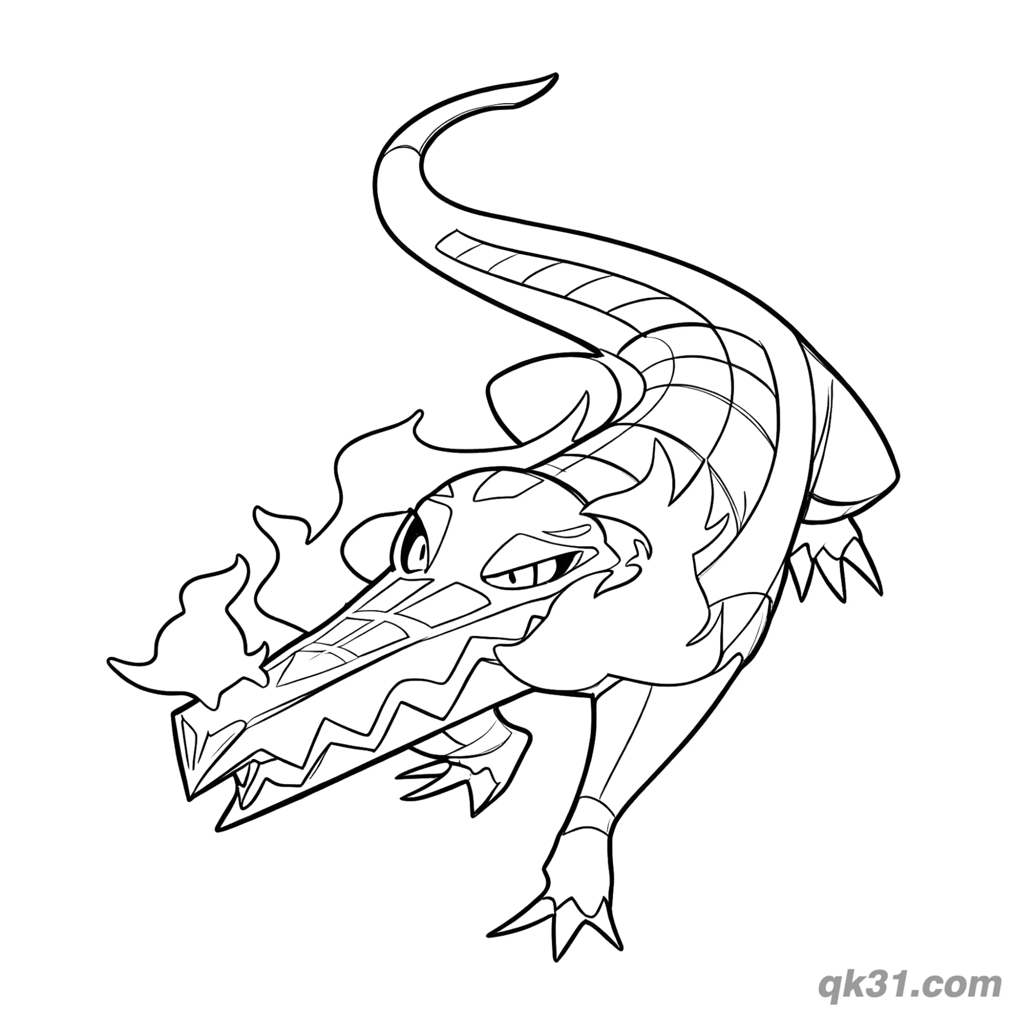 免费 宝可梦骨纹巨声鳄低姿潜行简笔画涂色页 简笔画涂色页