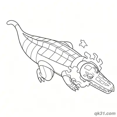 骨纹巨声鳄侧身滑行涂色页 – 免费可打印简笔画涂色画