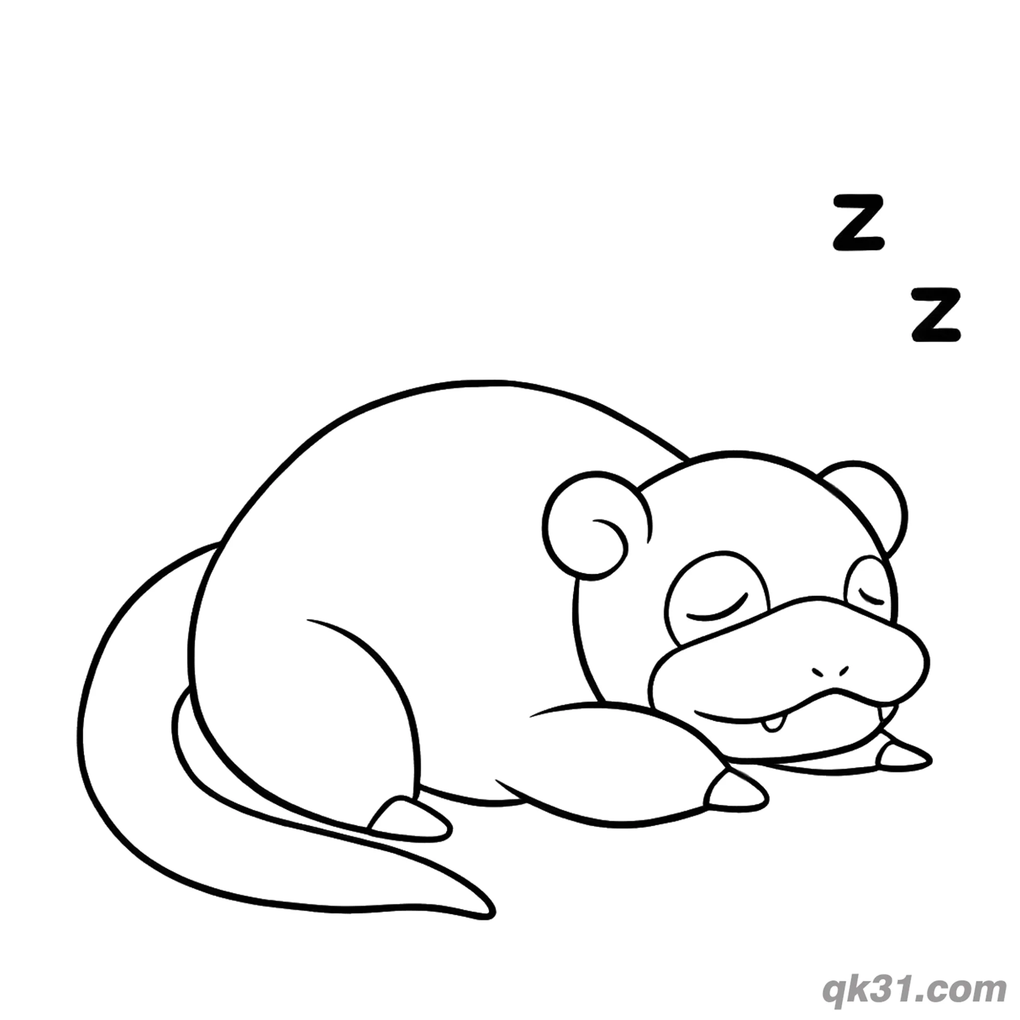 免费 呆呆兽打鼾睡眠趴姿简笔画涂色页 简笔画涂色页