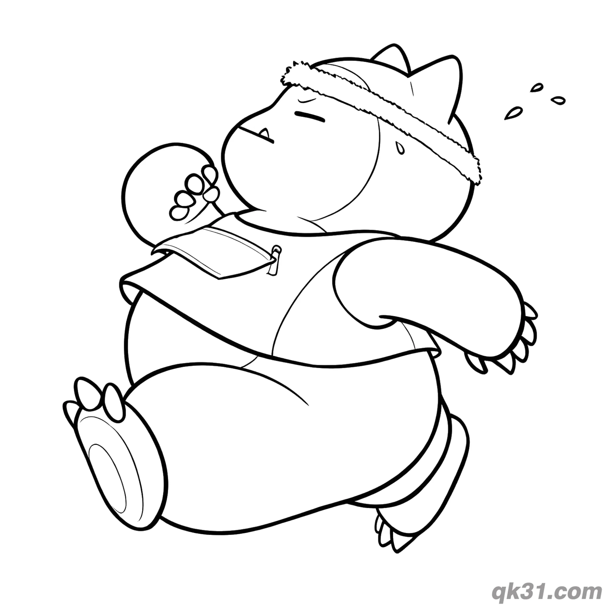 免费 奔跑的卡比兽宝可梦简笔画涂色页PDF 简笔画涂色页
