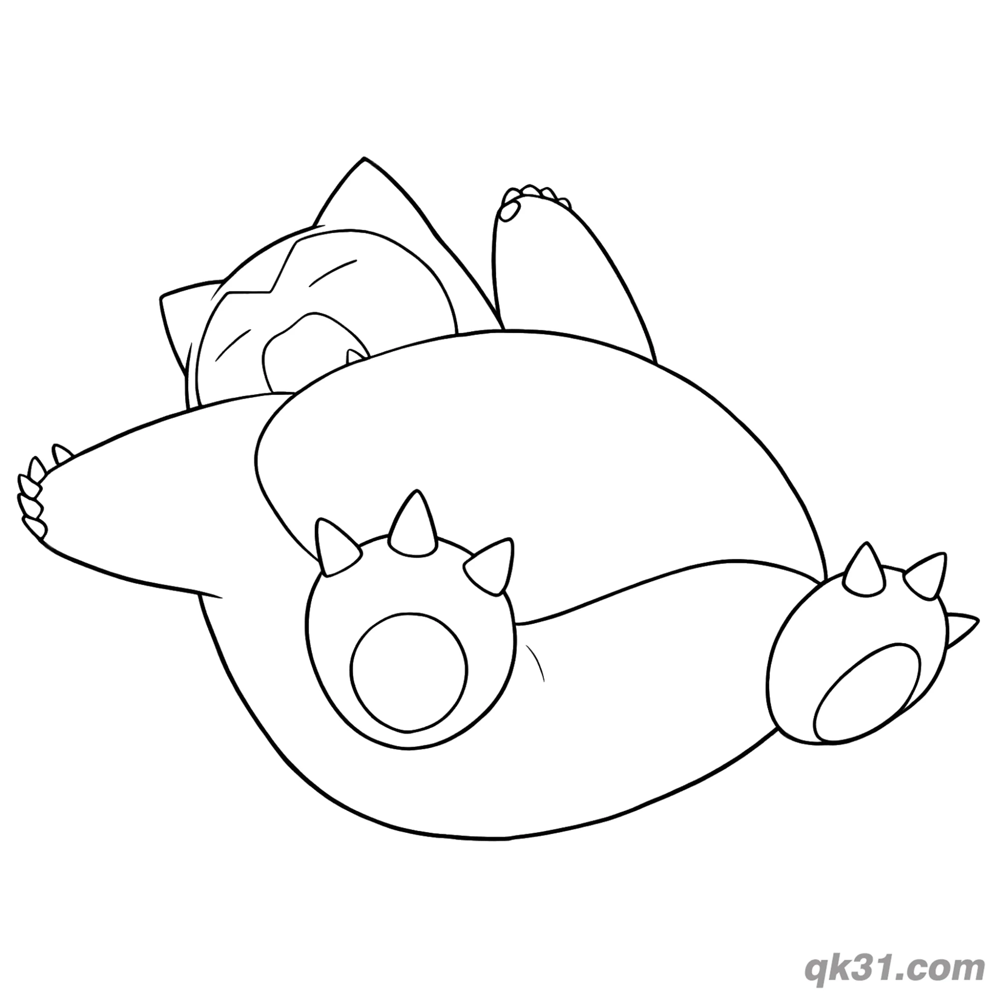 免费 睡觉的卡比兽宝可梦简笔画涂色页PDF 简笔画涂色页