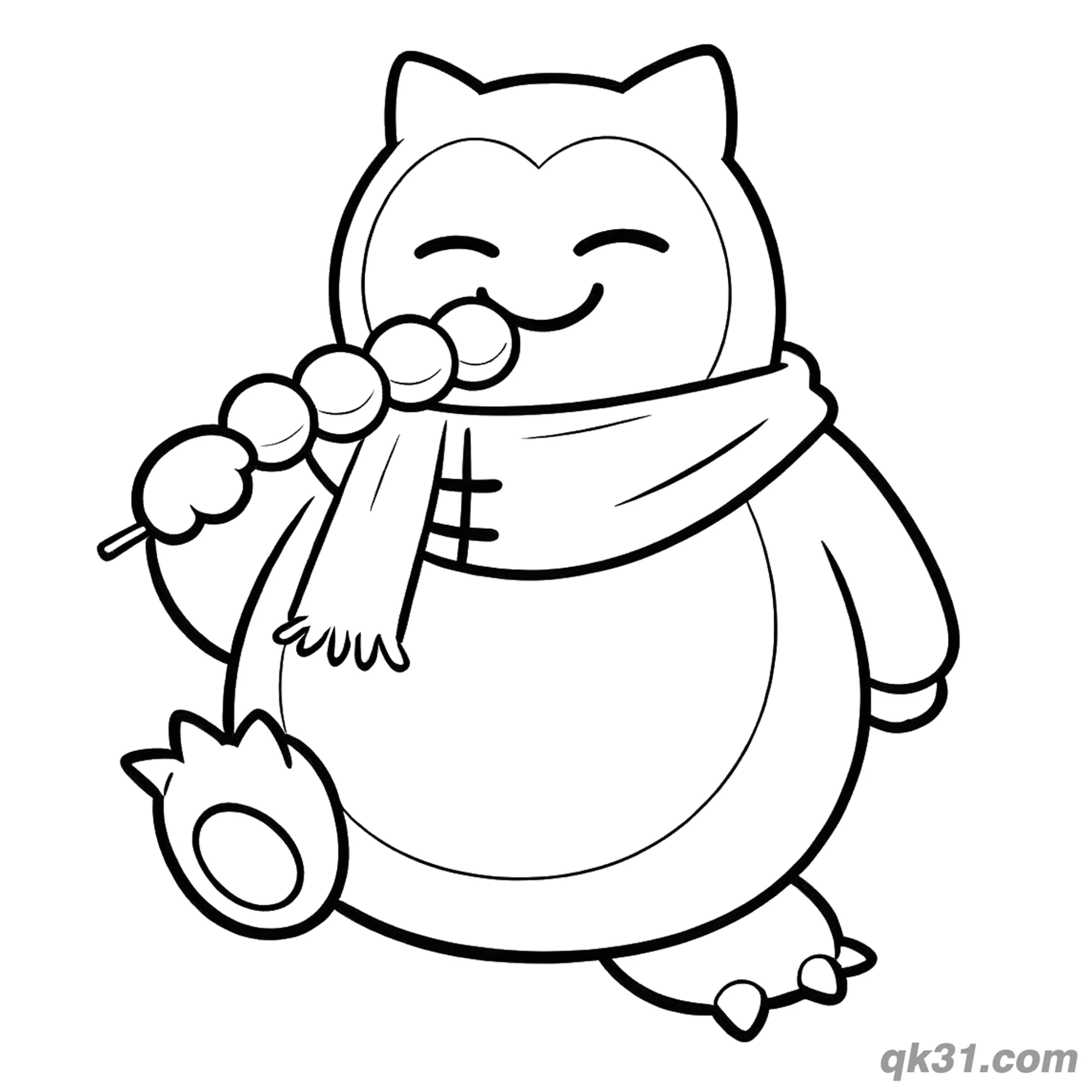 免费 戴围巾吃糖葫芦的卡比兽宝可梦可打印简笔画涂色页 简笔画涂色页