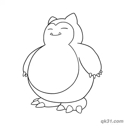 站立的卡比兽宝可梦可打印简笔画涂色页 – 免费可打印简笔画涂色画