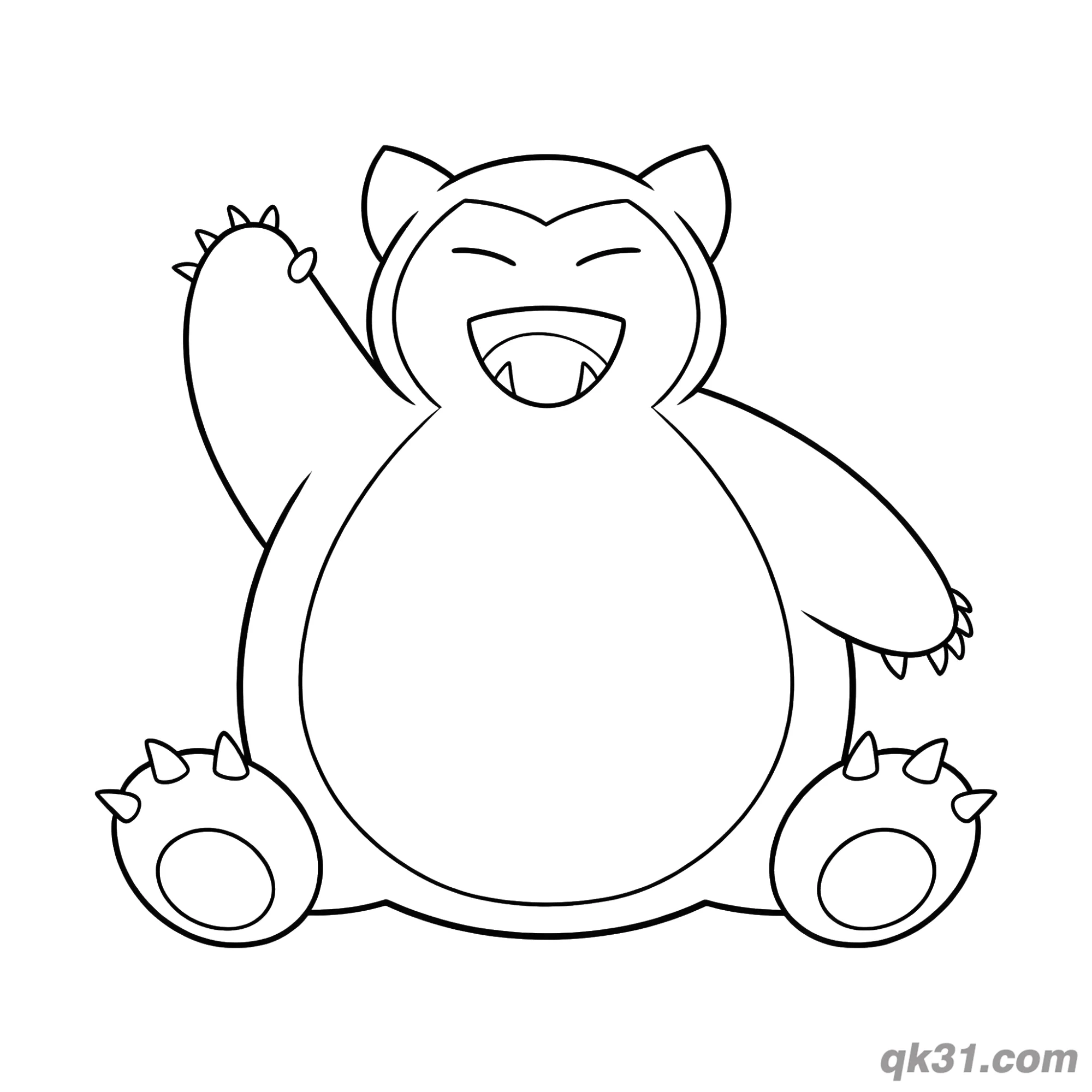 免费 挥手的卡比兽宝可梦简笔画涂色页 简笔画涂色页