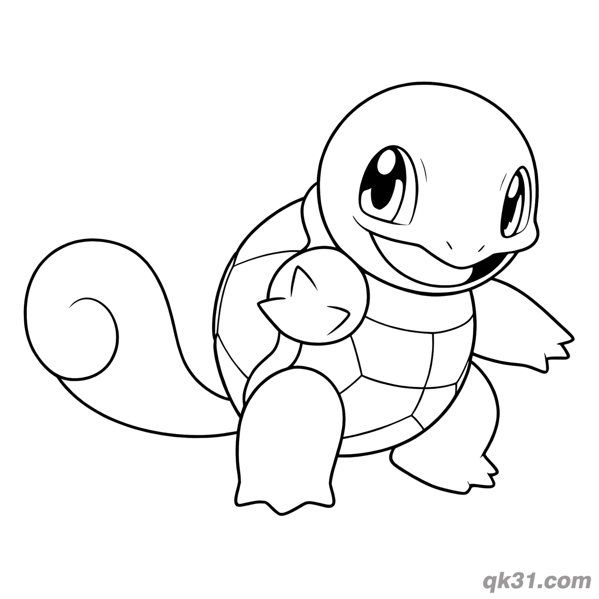 免费 杰尼龟简笔画涂色页PDF 简笔画涂色页