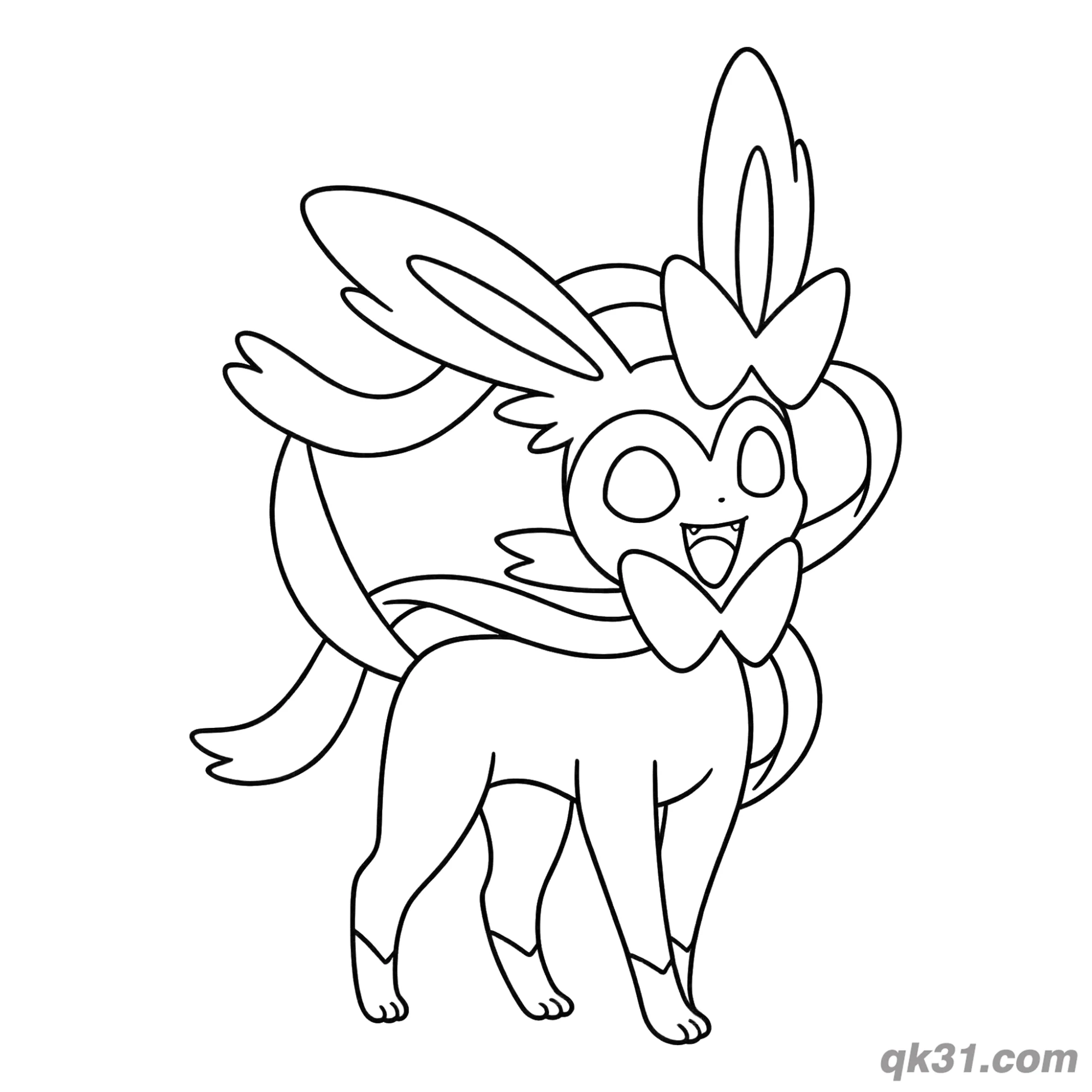 免费 仙子伊布站立开心招手简笔画涂色页 简笔画涂色页