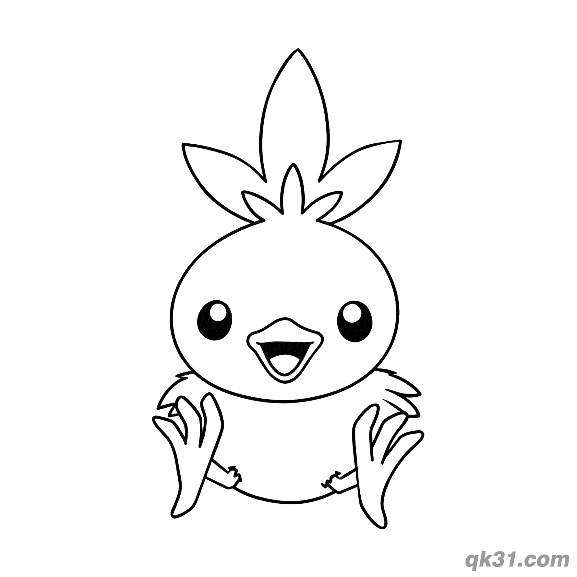 免费 火雉鸡宝可梦兴奋张开双臂简笔画涂色页 简笔画涂色页