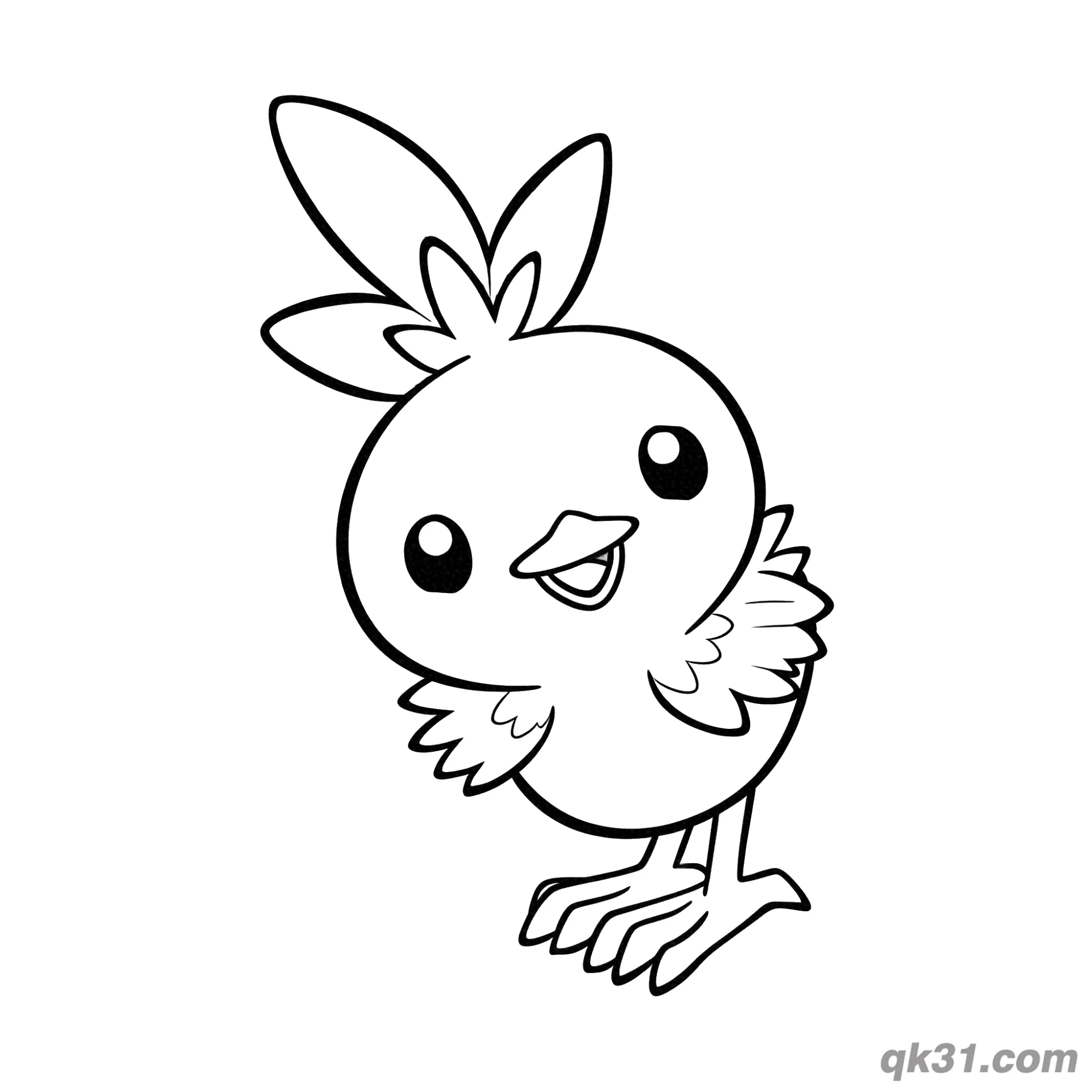 免费 火雉鸡宝可梦歪头萌萌简笔画涂色页 简笔画涂色页