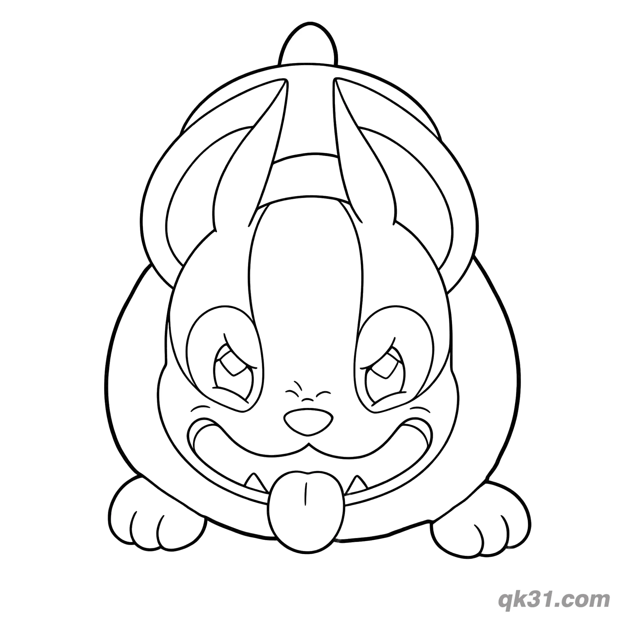 免费 微笑吐舌头的来电汪简笔画涂色页 简笔画涂色页