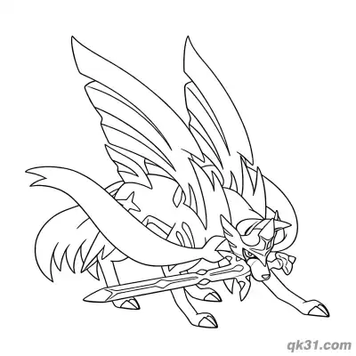 苍响剑之王形态蹲伏攻击涂色页 – 免费可打印简笔画涂色画