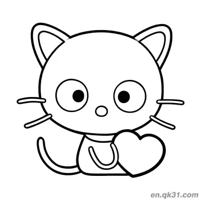 温柔拥抱爱心的巧克力猫简笔画涂色页 – 免费可打印简笔画涂色画