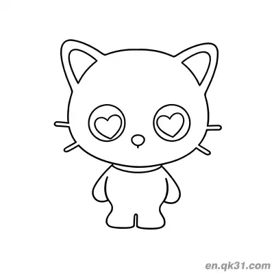 心形眼的巧克力猫简笔画涂色页 – 免费可打印简笔画涂色画