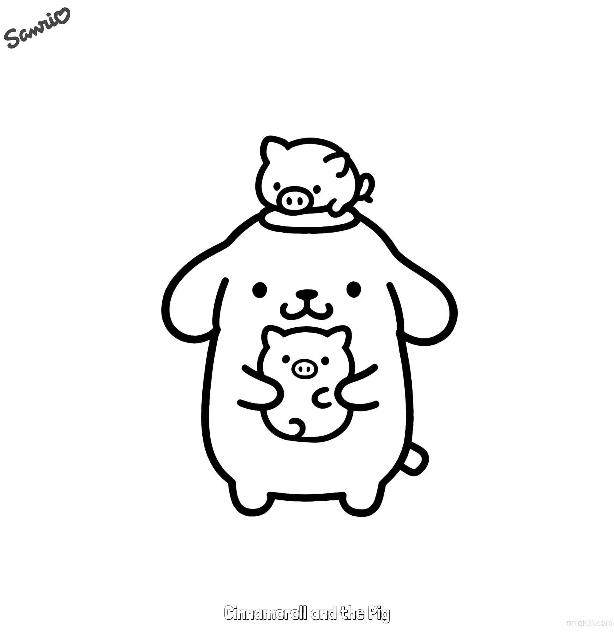 免费 玉桂狗和小猪 2简笔画 素描 涂鸦 - 免费可打印三丽鸥 下载PDF 简笔画涂色页